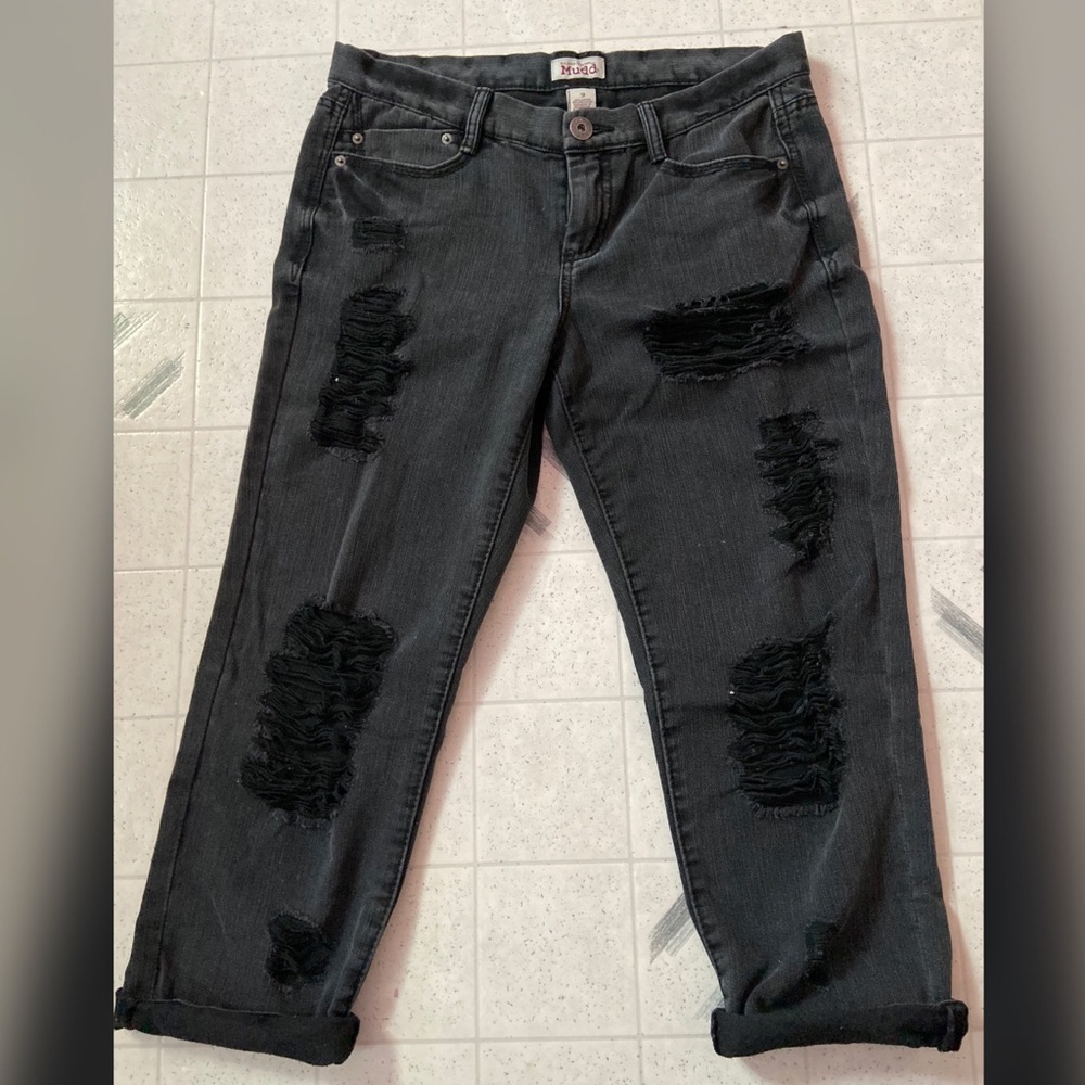 Light washed black mom jeans